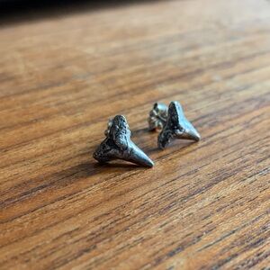 Shark tooth earrings, sterling silver
